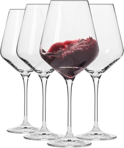 KROSNO | Avant-Garde Collection Rode wijnglazen | Set met 4 stuks - 490 ml | Loodvrij Kristalglas| Perfect voor thuis, restaurant en feest, vaatwasmachinebestendig, dunne rand, lange steel, elegant