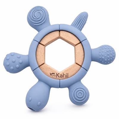 Kahil - Bijtring - Blauw - Verzachtend voor Tandjespijn - Siliconen Bijtring - Veilig Bijtspeelgoed - Baby