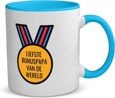 Akyol - liefste bonuspapa van de wereld koffiemok - theemok - blauw - Papa - de liefste bonusvader - vader cadeautjes - vaderdag - verjaardagscadeau - verjaardag - cadeau - geschenk - kado - gift - vader artikelen - 350 ML inhoud