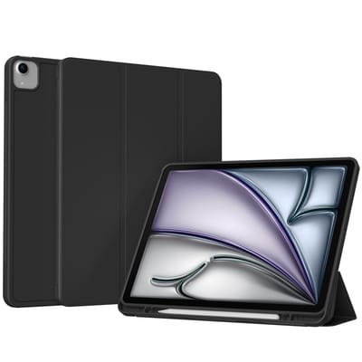 Accezz Tablet Hoes - Geschikt voor Apple iPad Air 13 inch (2026) M4 / Air 13 inch (2025) M3 / Air 13 inch (2024) M2 - Smart Silicone Bookcase - Zwart