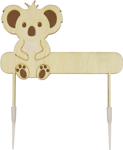 HOBI - Personaliseerbare houten koala cake topper 13 x 13 cm, taartdecoratie