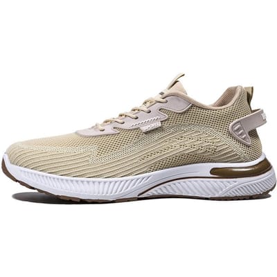 Sneaker Nieuwe Mode Casual Schoenen Dikke Zool Outdoor Hardloopschoenen Vliegend Geweven Laag Uitgesneden Comfortabele Heren Casual Schoenen 44 beige