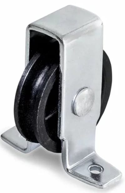 6 mm diameter kabel 25 mm staande katrol - katrol met voetplaat - hijskatrol - geleidekatrol - open behuizing katrollen