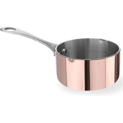 HENDI Steelpannetjes met schenktuit – 0,26L – 3-ply koper/aluminium/roestvast staal – ⌀85x(H)50mm