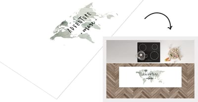 Keukenloper - Loper keuken - Wereldkaart - Aquarelverf - Quotes - 150x50 cm - Keukenloper vinyl