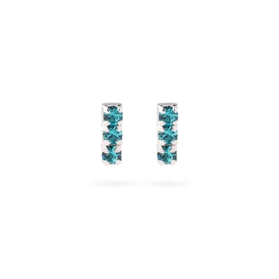 Oorknopjes met 3 Blauwe Zirconia Steentjes 925 Zilver