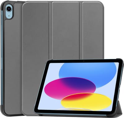 Cazy tablet Hoes geschikt voor iPad 11 (2025) 11 inch / 10e generatie (2022) 10.9 inch - TriFold Bookcase - Grijs