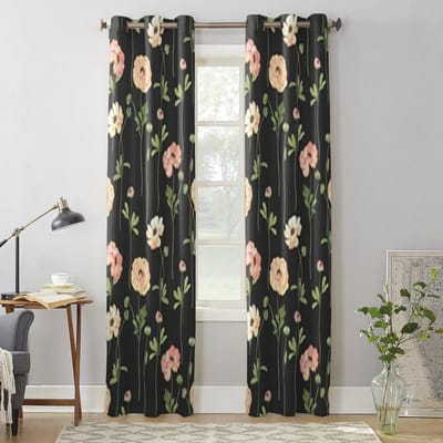 Bloemen Aquarel Raamgordijnen Voor Woonkamer Slaapkamer Luxe Modern Keukengordijnen Stoffen Draperieën 135W x 60H(cm) x1