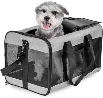 katten reismand - Reismand kat - Opvouwbaar met schouderband - Kattenmand - Extra stevig & veilig model-48x32x32 cm-Grijs-L