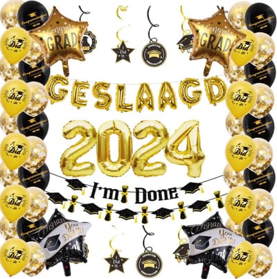 FeestmetJoep® Geslaagd versiering - Geslaagd slingers & ballonnen