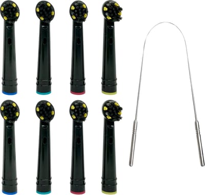 green-goose® Oral B Opzetborstels - 8 stuks - met gratis metalen Tongschraper