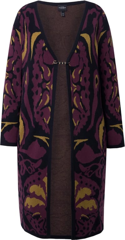 Ulla Popken - Dames - Lang vest sierspeld V-hals lange mouwen - Zwart - Maat 42+