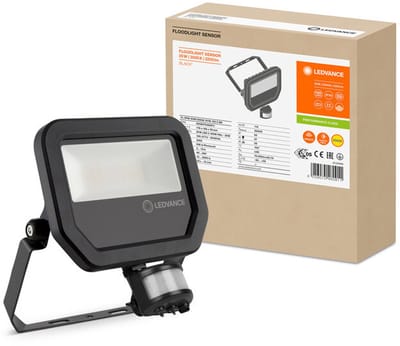 Ledvance - LED Breedstraler Sensor GEN 4 Zwart 17W 2400lm 100D - 840 Koel Wit | IP65 - Bewegings- en lichtsensor - Symmetrisch - Vervangt 50W