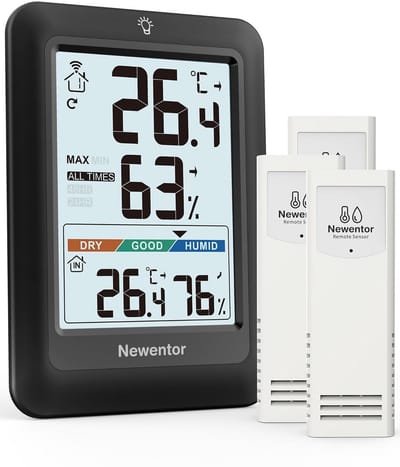 Draadloos Weerstation Binnen Buiten met 3 Sensoren, Thermometer, Hygrometer en Luchtvochtigheidsmeter