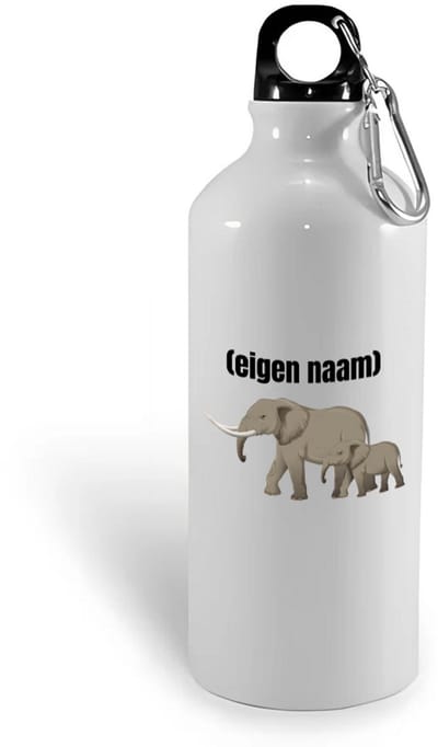Hacebo® - olifant en kleine olifant met eigen naam waterfles - Olifant - olifanten liefhebbers - iemand die houdt van olifanten - verjaardag - cadeau - kado - water fles - 400ML