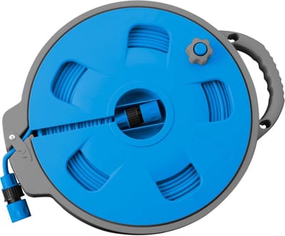 Slanghaspel met Platte Slang - Voor Camping en Tuin - Blauw/Grijs