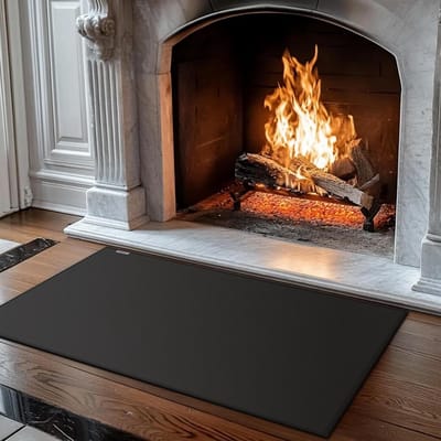 Haardtapijt - Vonkbeschermer mat - Open haard veiligheid - Brandwerend siliconen - 71 x 122 cm - Zwart