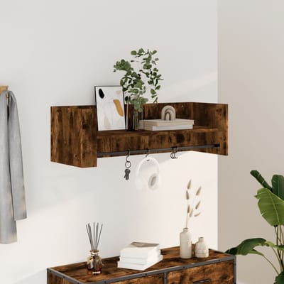 vidaXL - Wandschap - 100x35x30,5 - cm - bewerkt - hout - gerookt - eikenkleurig