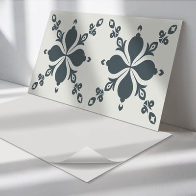 Wallfluent Vinyl Wandpaneel - Ornamentaal patroon met bladeren Zelfklevend Muurpaneel - 100 cm x 50 cm - Grijs Vinyl Wandpaneel - 1 stuk - Rechthoekig Wandbekleding Vinyl - Patroon Wandpaneel - Vinyl Wandbekleding - Wandpaneel Keuken en Badkamer
