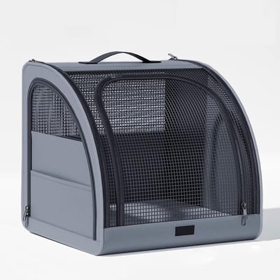 Hondenbench Reizen - Draagbare Kennel - Veilig Transport - Opvouwbaar Ontwerp - 50x48x49 cm - Grijs