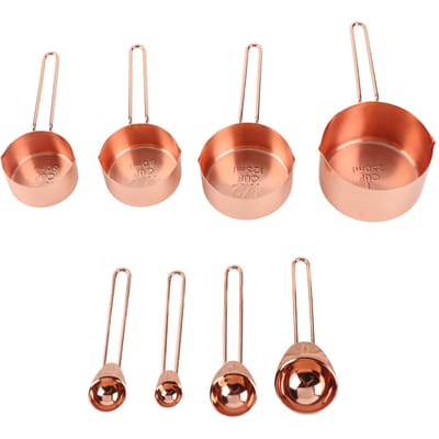 8-delige RVS Maatbeker Lepel Set met Schalen Thuis Keuken Bakaccessoire Goud rosé gouden kleur