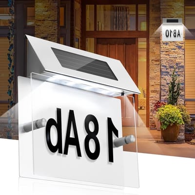 Verlichte Huisnummerplaat met LED Solar Technologie, IP44 Bescherming, Beweegbare Sensor voor Tuin en Deur