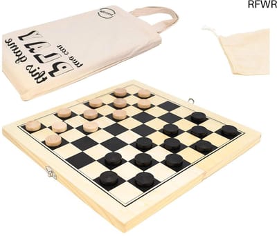 RFWR® Reistochtset voor dammen met vouwbord en katoenen tas - 30 x 30 cm