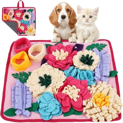 Snuffelmat Honden - Voedsel Zoekmat - Mentale Stimulatie - Opvouwbaar Antislip - 39x34cm - Rood