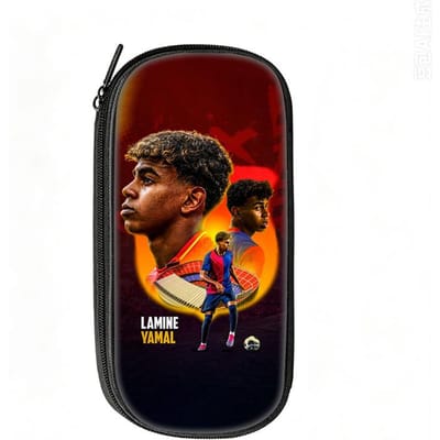 Voetbalster Pennenbak L-Lamin Yamal Patroon Leer Potlooddoos Beste Cadeau Make-up Tas Student Reis Voetbal Sport Potloodzakje