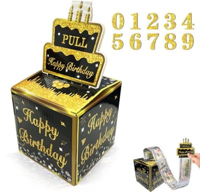 Gelukkige verjaardag geld geschenkdoos Verjaardag spaarpot met leeftijdssticker Geldrol geschenkdoos Verrassingsgeld geschenkdoos Grappige trekverrassingsgeld geschenkdoos