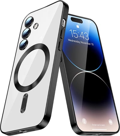 Telefoonhoesje Geschikt voor Samsung Galaxy S22+ – Siliconen Hoes met Chroom – Compatibel met MagSafe – Geïntegreerde Camerabescherming – Zwart – FuturiQ