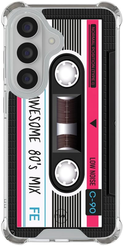 Shockproof hoesje geschikt voor Samsung Galaxy S26 - Cassette - Schokbestendig - Verhoogde randen - TPU case - Extra Sterke Back Cover - Print - Transparant, Zwart