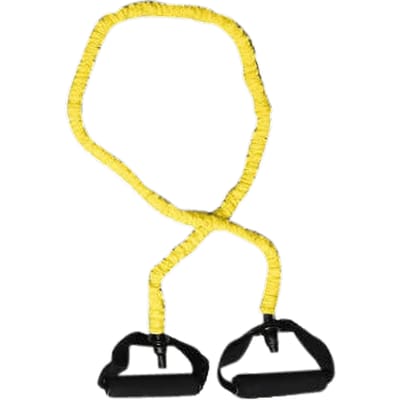 Matchu Sports - Fitness elastiek weerstandsbanden - Fitness elastiek met handvat - DeLuxe - 4 kilo - 1,2 meter - Fitness elastieken - Geel