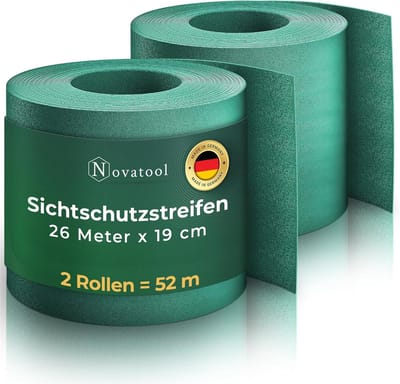 Novatool Premium PP 52m rollen duurzame privacy strips voor dubbelstaafmat hekwerk groen voor 20 rijen dubbelstaafmat hekwerk privacy strips extra stabiel UV-bestendig privacy scherm tuin