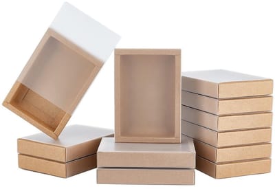 Dailygoods- Geschenkladedoos 16 Stuks - Kraft Doos - Geschenkdoos met Deksel - Bruine/Zwarte Doos - Sieradenverpakking - 13,8 x 9,7 x 2,2 cm - Cadeaudoos