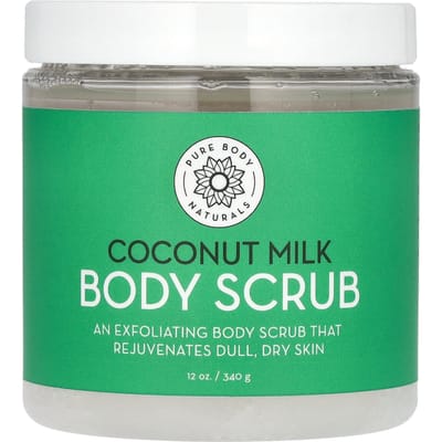 Pure Body Naturals, Coconut Milk Body Scrub, 12 oz (340 g) gray