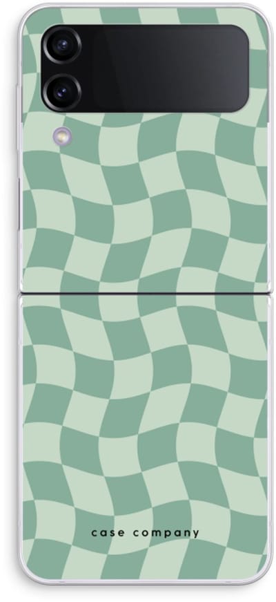 Case Company® - Hoesje geschikt voor Samsung Galaxy Z Flip4 hoesje - Grid Groen - Soft Cover Telefoonhoesje - Bescherming aan alle Kanten en Schermrand
