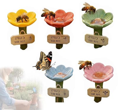 Bijendrinkbak Set - Insecten Drinkbak - Tuin Ondersteuning - Veilig Bloem Design - 5 Stuks - Kleurrijk