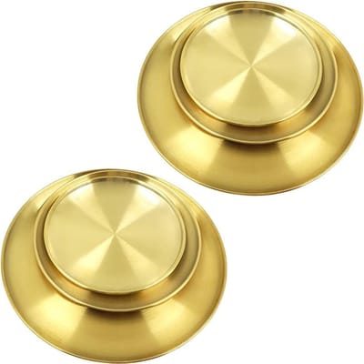 Ronde roestvrijstalen borden set van 6 stuks voor camping, keuken en feesten - 3 maten (23/26/30 cm)