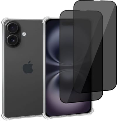 Geschikt voor Apple iPhone 16 - Hoesje + 2x Screenprotector – Gehard Glas Cover + Shock Proof Case - Transparant