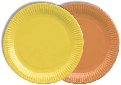 20x 12 Borden karton rond Ø 18 cm assorti kleuren - geel/oranje