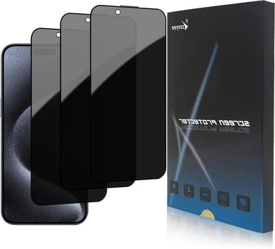 Set van 3 Privacy Films voor iPhone 15 Pro Max - Volledig Scherm, 9H Hardheid, Anti-Spiegelend, Tempered Glass Schermbeschermer