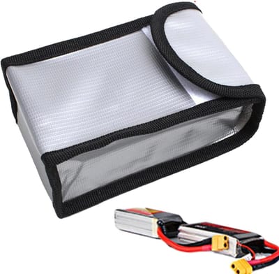 Brandwerende Batterijhouder - Opbergtas Veiligheid - Veilige Opslag - Slijtvast Materiaal - 140 x 90 x 55 mm - Zwart