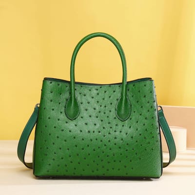 Dameshandtas met struisvogelpatroon, Klassieke tuintas, High-end damestas, Grote capaciteit schoudertas crossbodytas groen