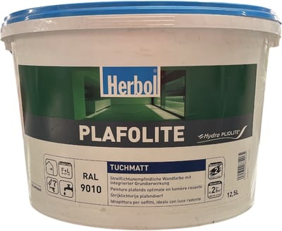 Herbol Plafolite - Matte plafondverf - Waterbasis - Zonder aanzetten - RAL 9010 - 12.50 L