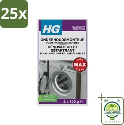 25 x HG Onderhoudsmonteur Voor (Vaat)Wasmachines 200 ml - Grootverpakking - Wasmachine Onderhoud - Vaatwasser Onderhoud - Kalk Verwijderaar - Vuil Verwijderen - Wasmachine Reiniging