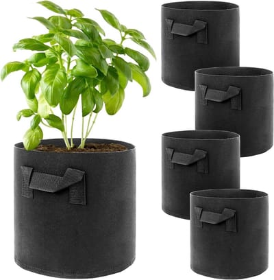Set van 5 Herbruikbare Plantentassen van 11 L met Handvat voor Aardappelen, Groenten en Bloemen