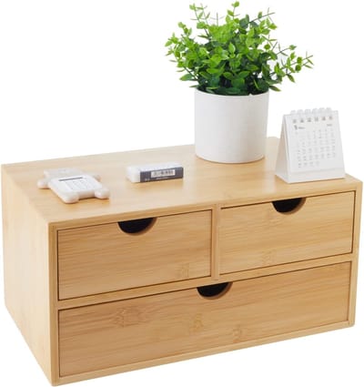Bureau Organizer - Opbergdoos Laden - Thuis Kantoor - Geen Montage Nodig - Natuurlijk Bamboe