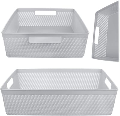 Lioni rechthoekige mand 33 x 26 x 8 cm lichtgrijs