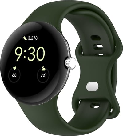 Strap-it Siliconen Classic smartwatch bandje geschikt voor Google Pixel Watch 5 (41 mm) / 4 (41 mm) / 3 (41 mm) / 2 / 1 - Donkergroen